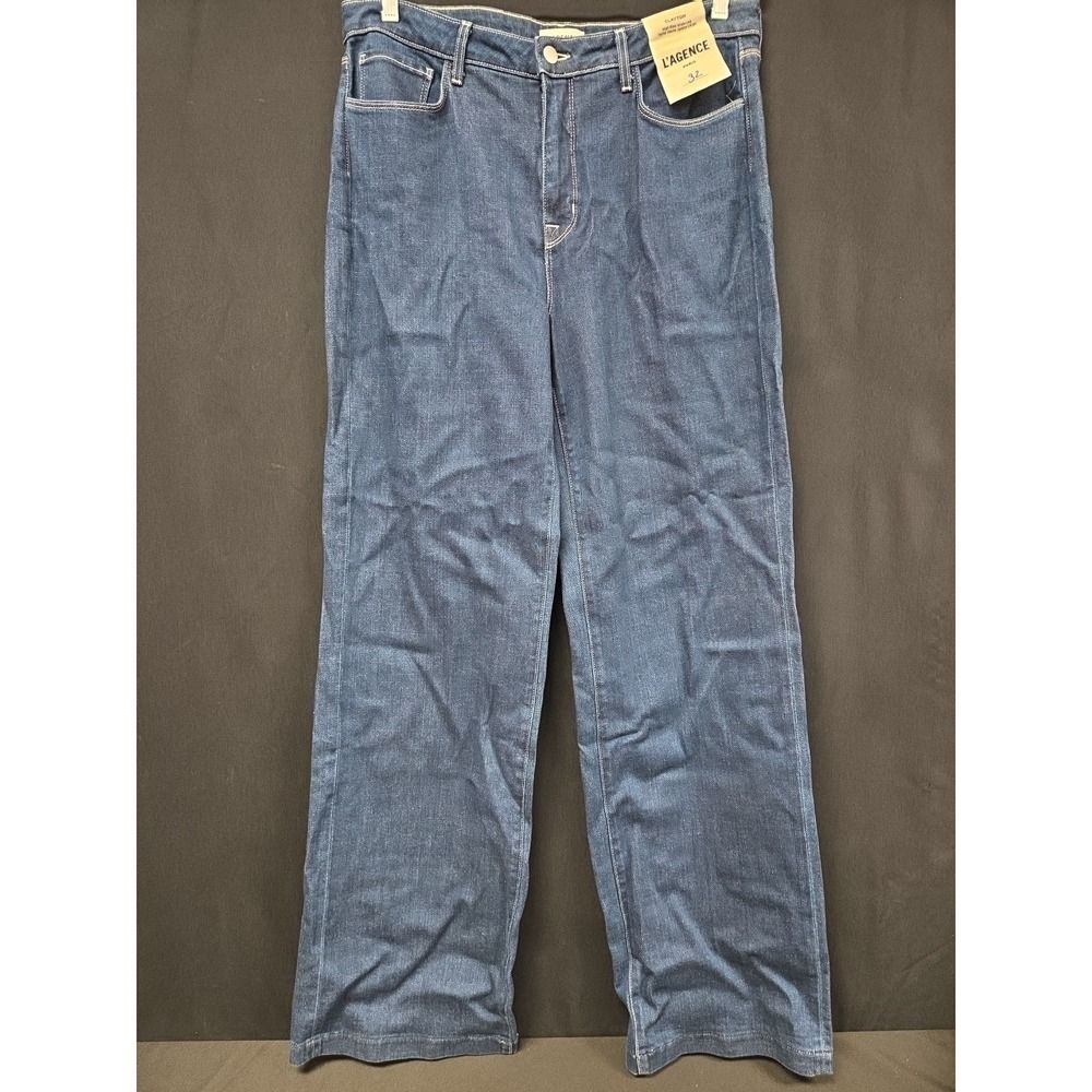 L'agence Clayton High Rise Wide Leg Jeans Denim Salina Blue Size 32 NWT